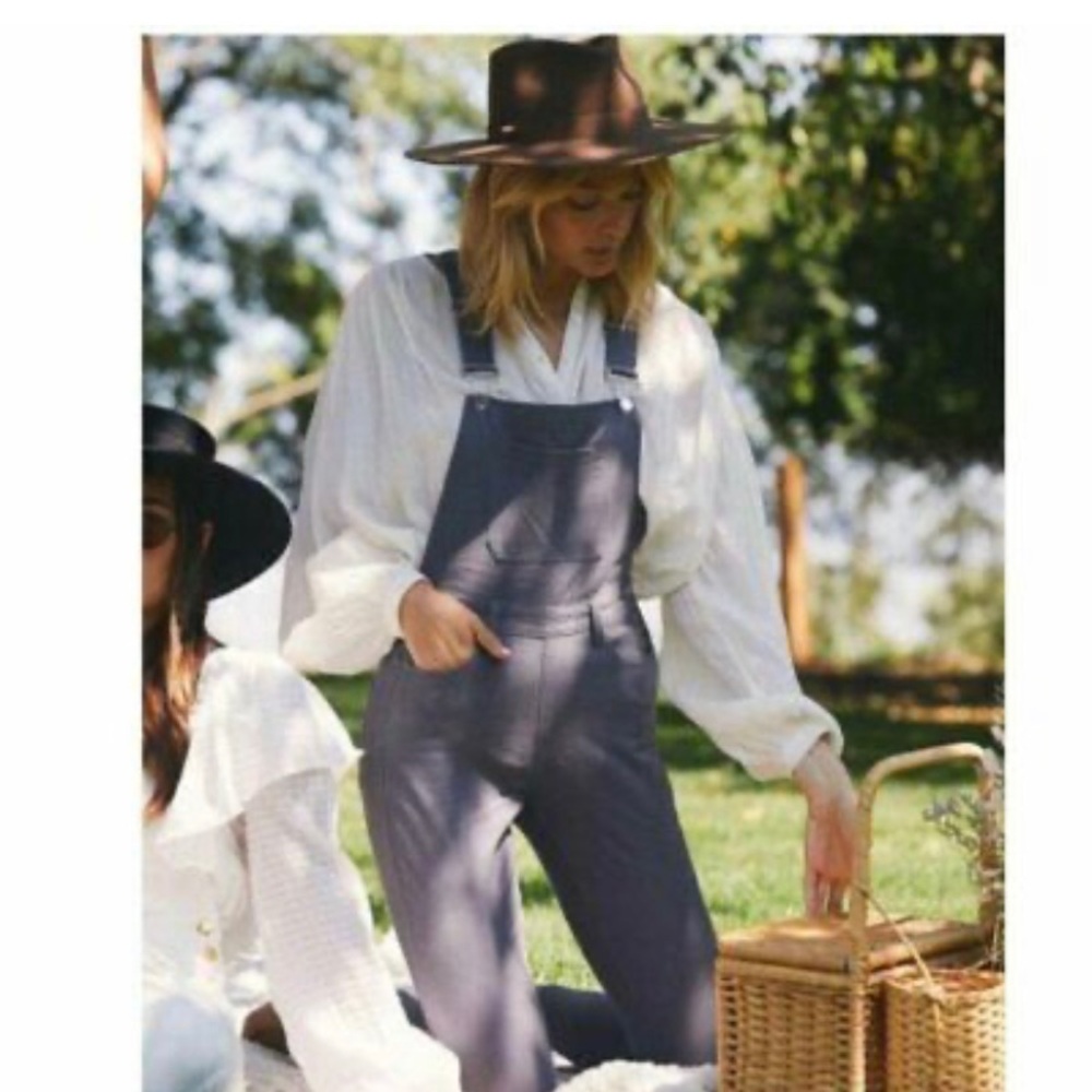 WeWoreWhat Grey/Dusty Purple High Rise Skinny Overalls